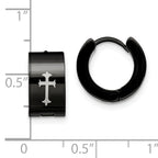 Cross Hinged Hoop Earrings in Black IP-Plated Stainless Steel
