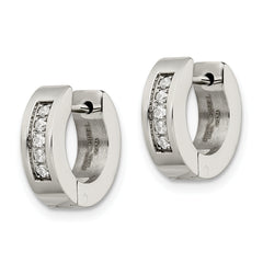 Sophia Jewelers Stainless Steel Unisex Hinged Hoop Earrings with CZ Huggie