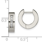 Sophia Jewelers Stainless Steel Unisex Hinged Hoop Earrings with CZ Huggie