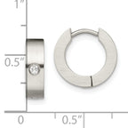 Sophia Jewelers Unisex Brushed Stainless Steel Hoop Earrings with CZ Elegance