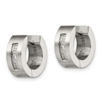 Sophia Jewelers Unisex Stainless Steel CZ Hoop Earrings Polished & Brushed