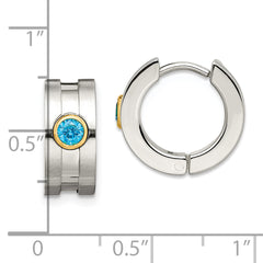 Sophia Jewelers Unisex Gold-Tone Stainless Steel Hoop Earrings with Blue CZ