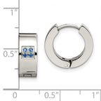Blue CZ Hinged Hoop Earrings in Stainless Steel