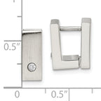 Unisex Stainless Steel Hoop Earrings with CZ Brushed Polished Hinged