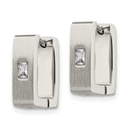 Sophia Jewelers Stainless Steel CZ Hinged Unisex Hoop Earrings