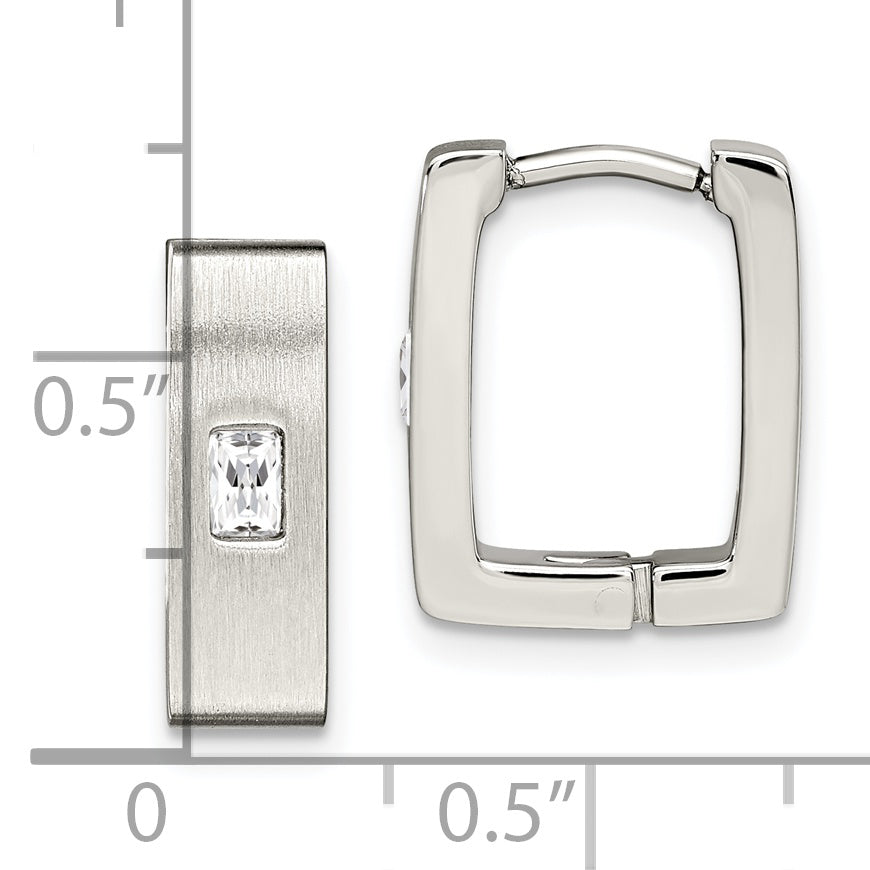 Sophia Jewelers Stainless Steel CZ Hinged Unisex Hoop Earrings