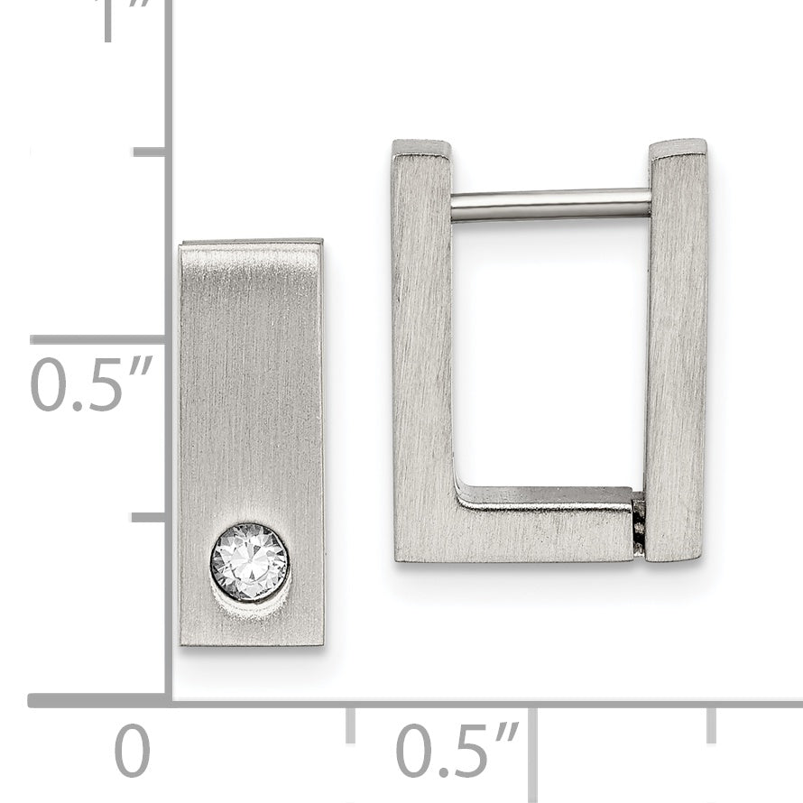 Chisel Stainless Steel Unisex Hinged Hoop Earrings with CZ Polished Finish