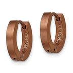 Brushed Hinged Hoop Earrings in Brown IP-Plated Stainless Steel
