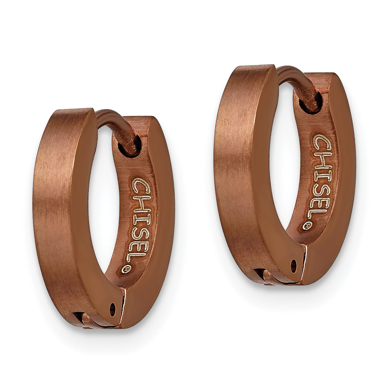 Brushed Hinged Hoop Earrings in Brown IP-Plated Stainless Steel