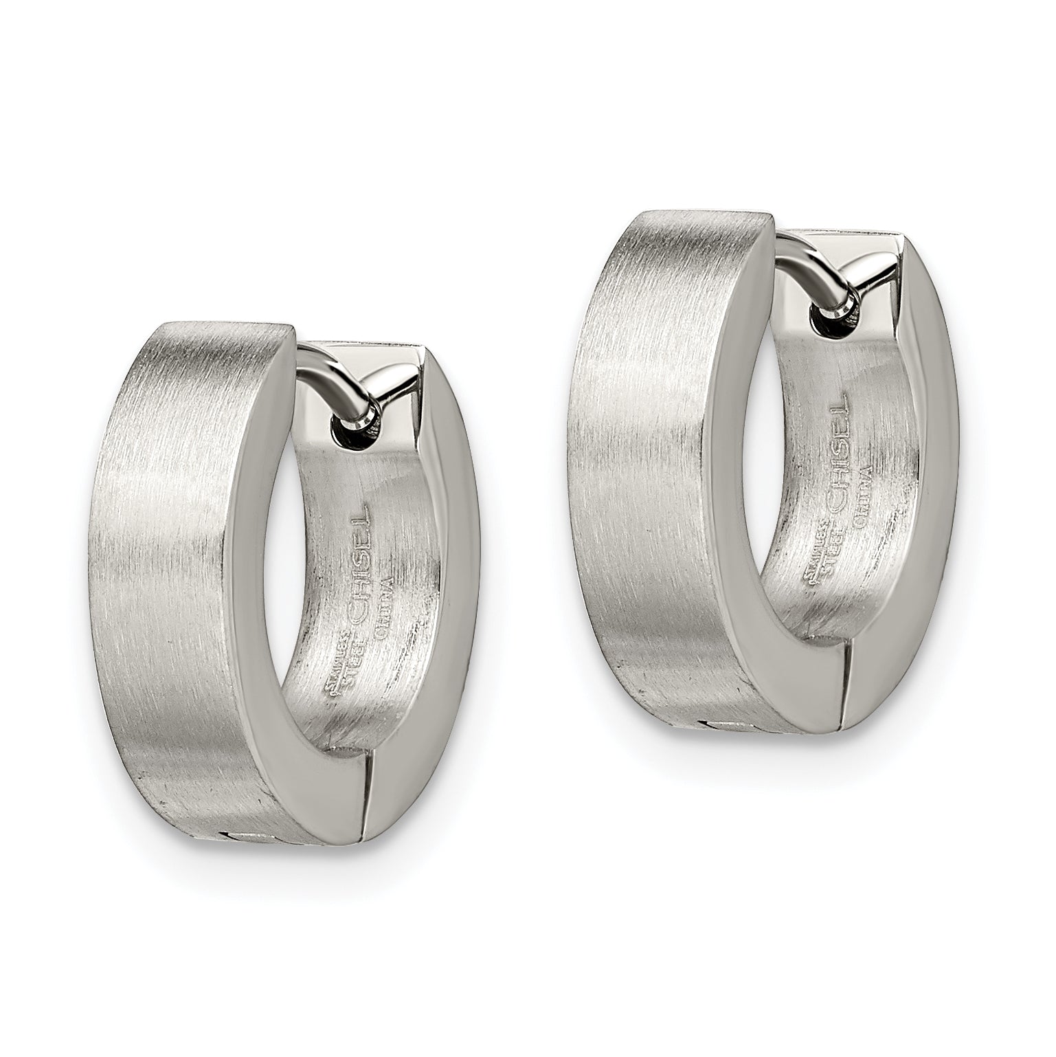Sophia Jewelers Unisex Stainless Steel 4mm Hinged Hoop Earrings