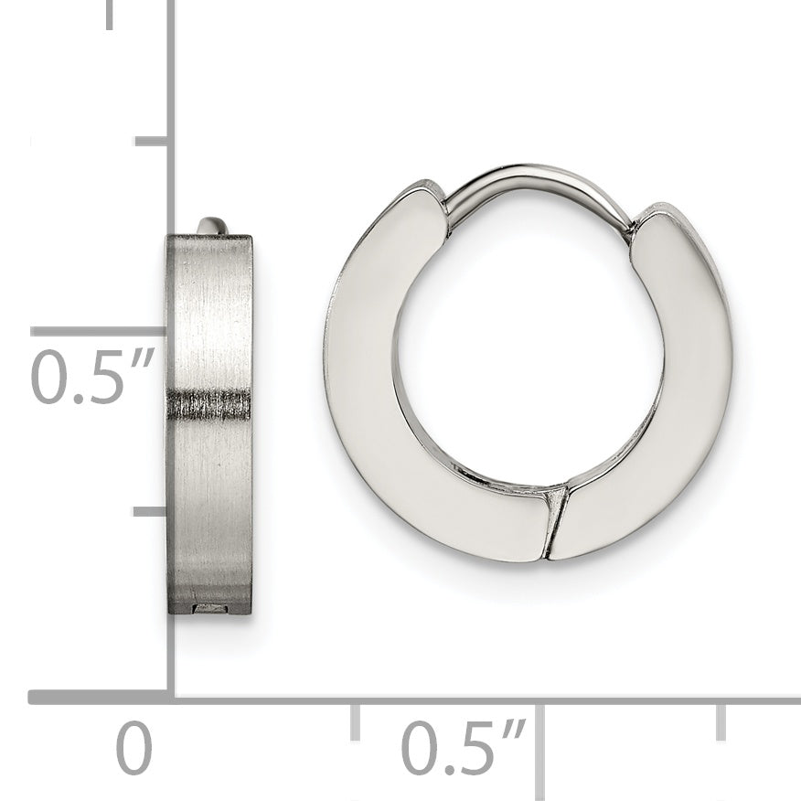 Sophia Jewelers Stainless Steel Unisex Hinged Hoop Earrings Polished & Brushed Finish