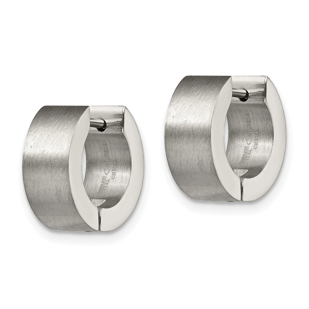 Sophia Jewelers Brushed Stainless Steel Unisex Hinged Hoop Earrings Gift Ready