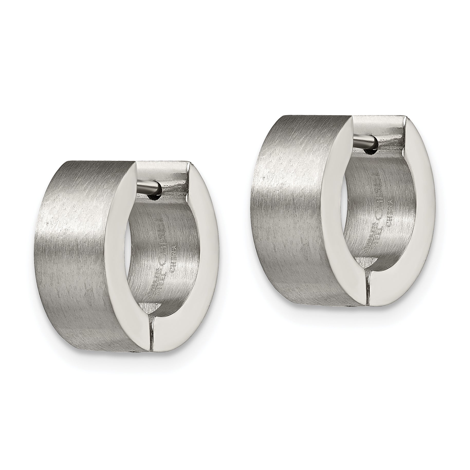 Sophia Jewelers Brushed Stainless Steel Unisex Hinged Hoop Earrings Gift Ready