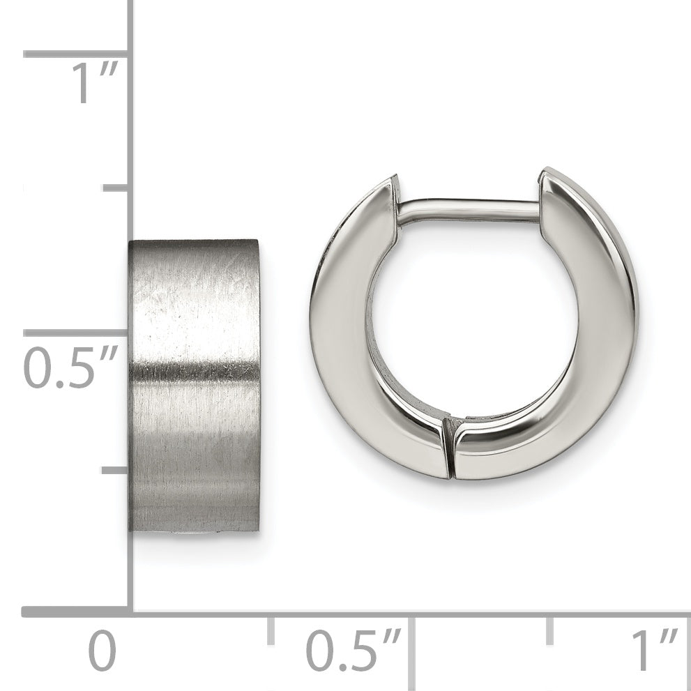 Sophia Jewelers Brushed Stainless Steel Unisex Hinged Hoop Earrings Gift Ready