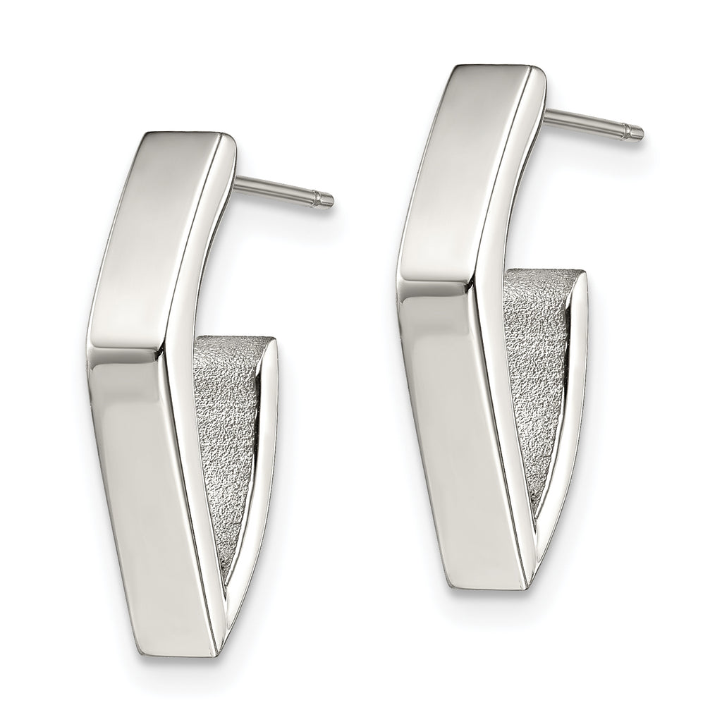 Sophia Jewelers Polished Stainless Steel J-Hoop Earrings Gift Ready