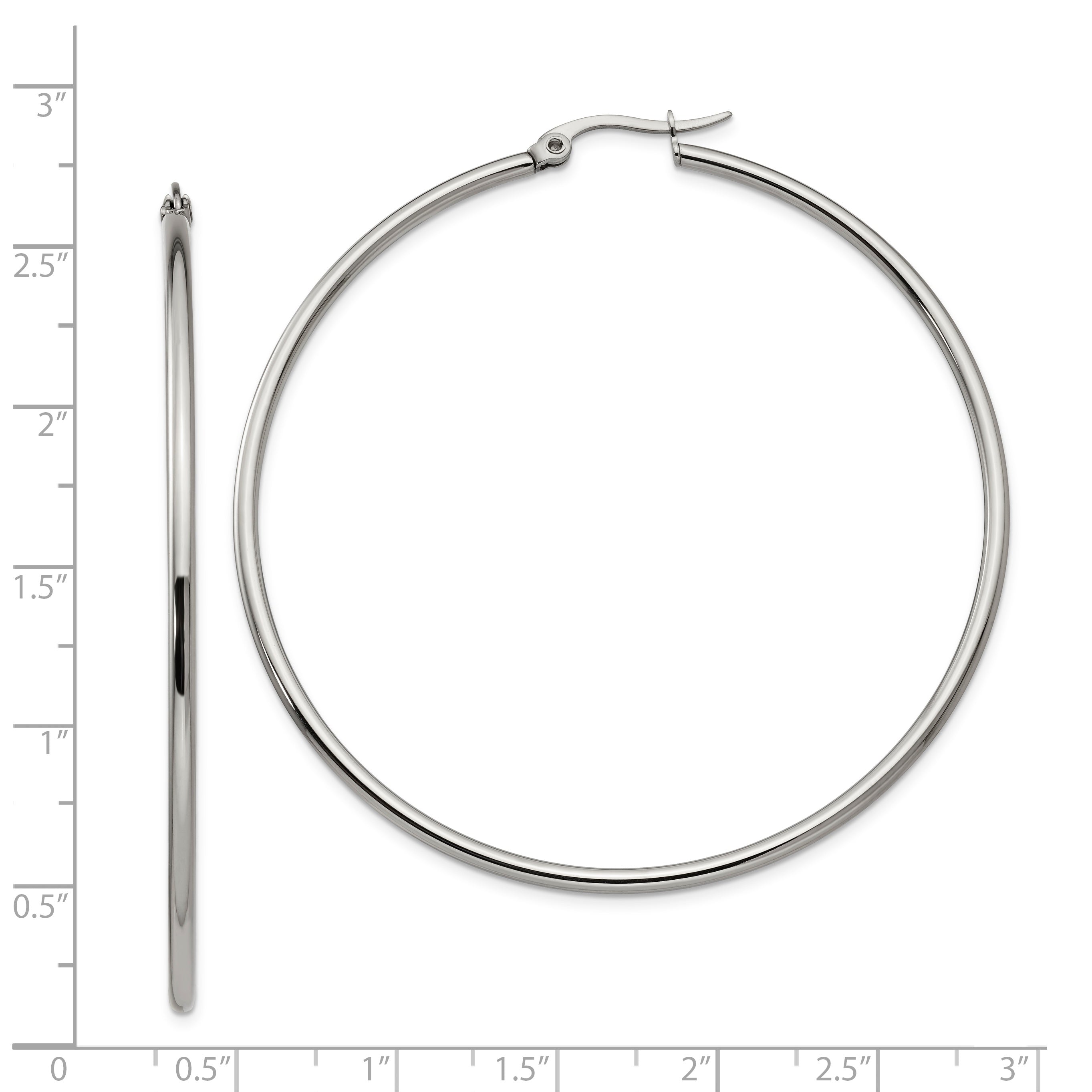 Sophia Jewelers Polished Stainless Steel Hoop Earrings Gift Ready
