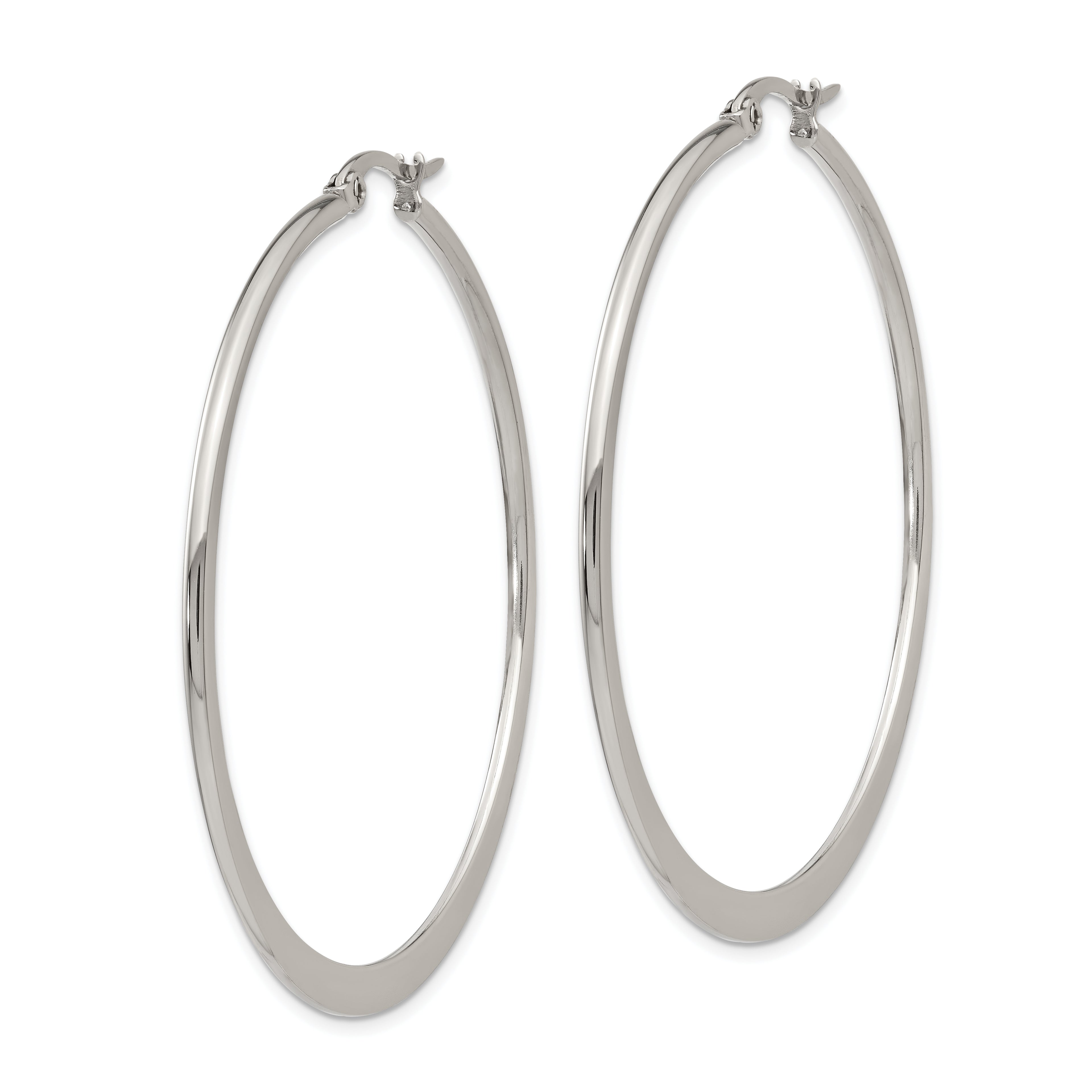 Polished 50mm Hoop Earrings in Stainless Steel