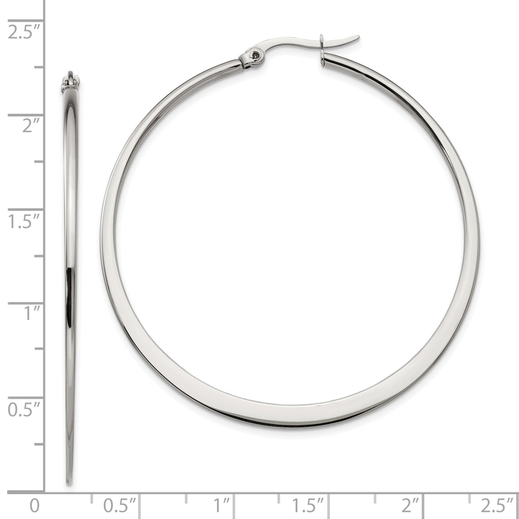 Polished 50mm Hoop Earrings in Stainless Steel
