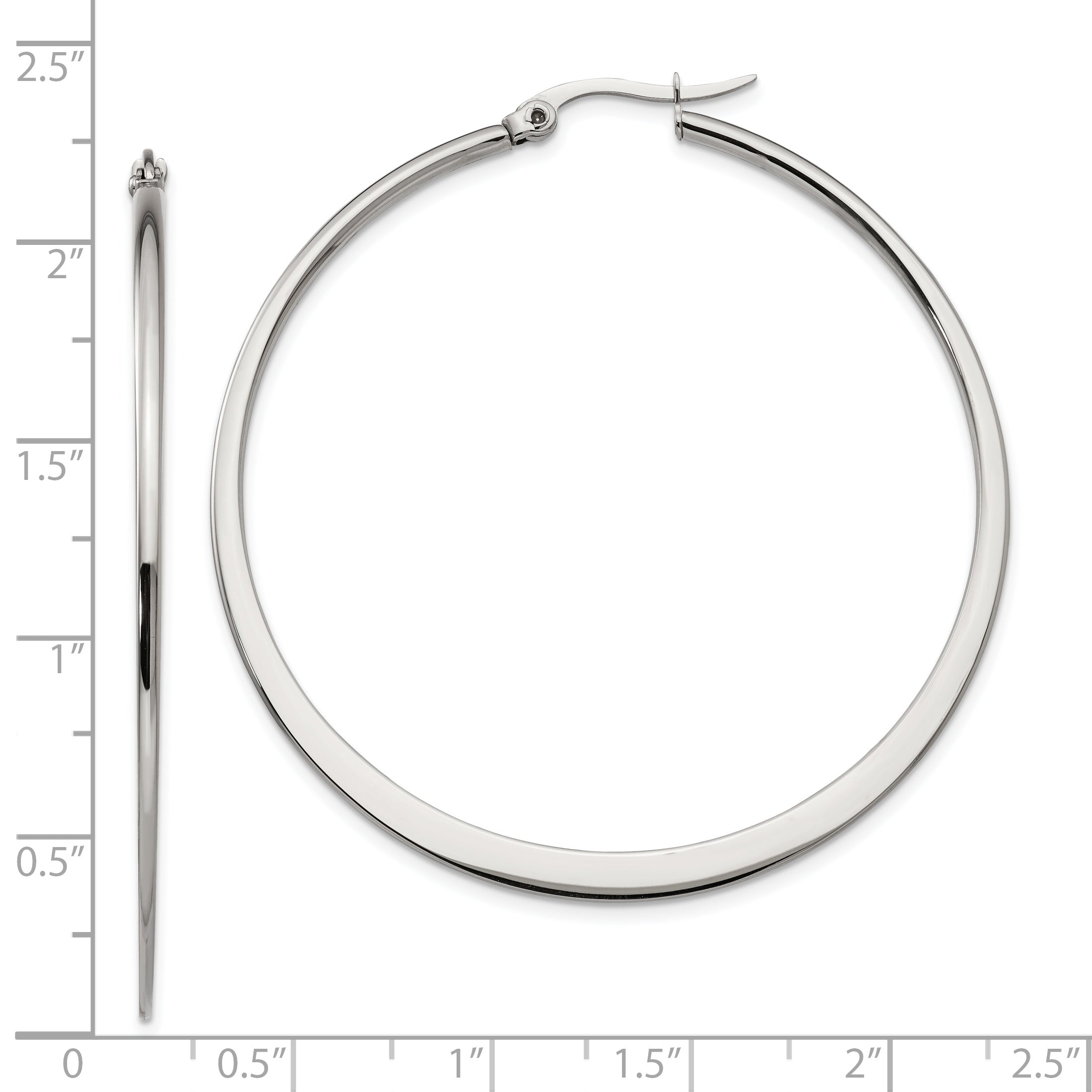Polished 50mm Hoop Earrings in Stainless Steel