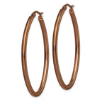 Brown IP-Plated Oval Hoop Earrings in Stainless Steel