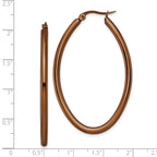 Brown IP-Plated Oval Hoop Earrings in Stainless Steel