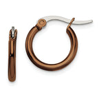 Chisel Stainless Steel Polished Brown IP-plated 15.5mm Diameter 2mm Hoop Earrings
