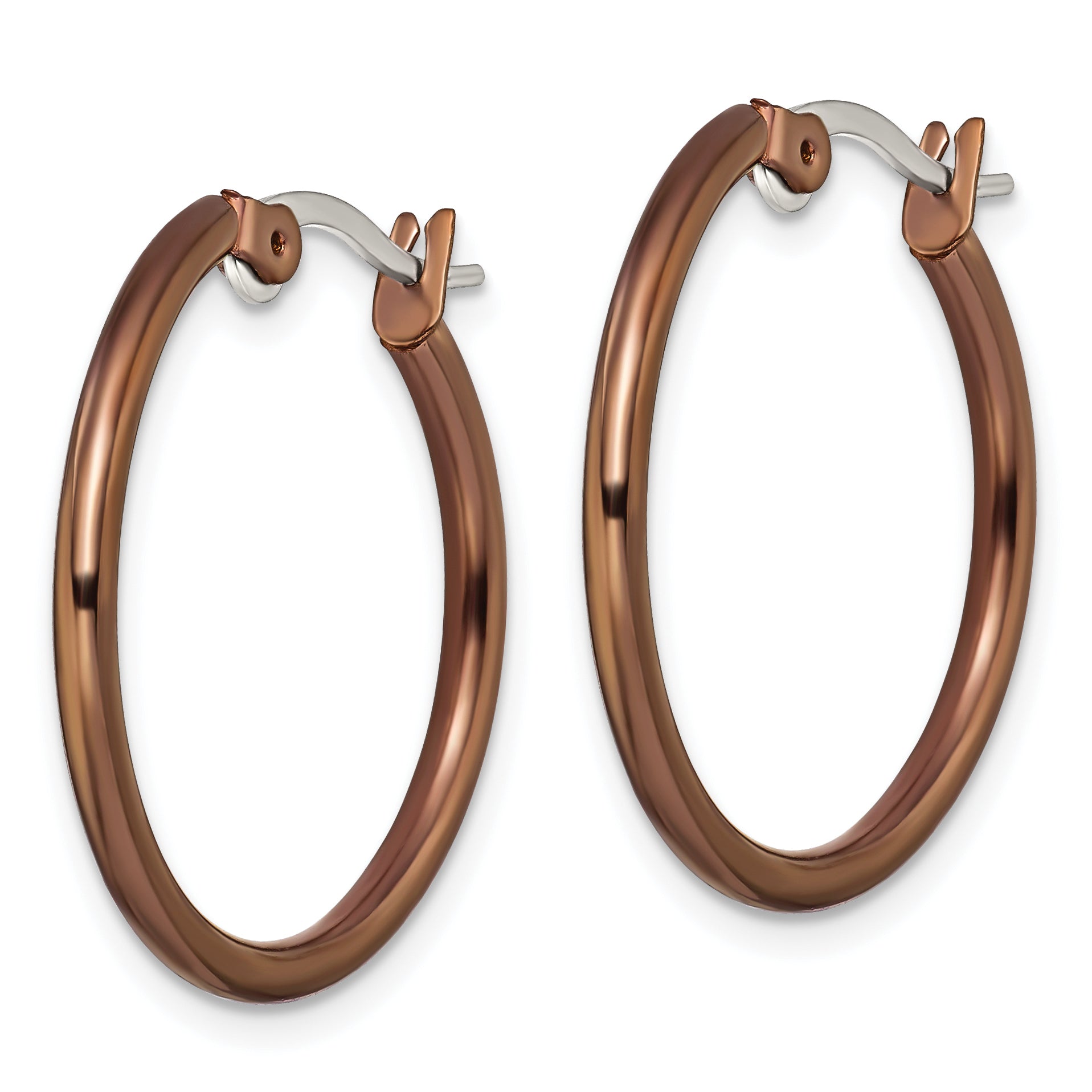 Sophia Jewelers Brown IP-Plated Stainless Steel Polished Hoop Earrings