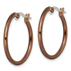 Sophia Jewelers Brown IP-Plated Stainless Steel Polished Hoop Earrings