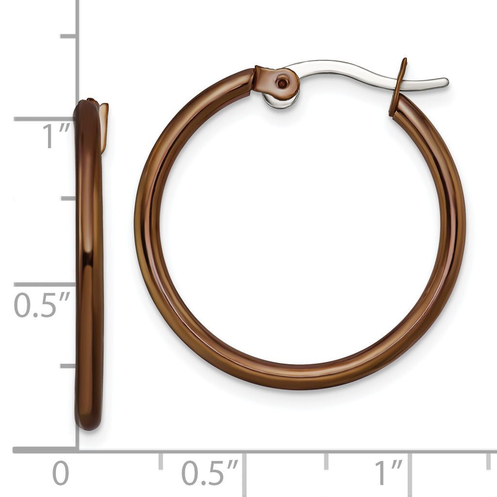 Sophia Jewelers Brown IP-Plated Stainless Steel Polished Hoop Earrings