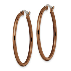 Sophia Jewelers Women's Polished Stainless Steel Brown Hoop Earrings Gift Ready
