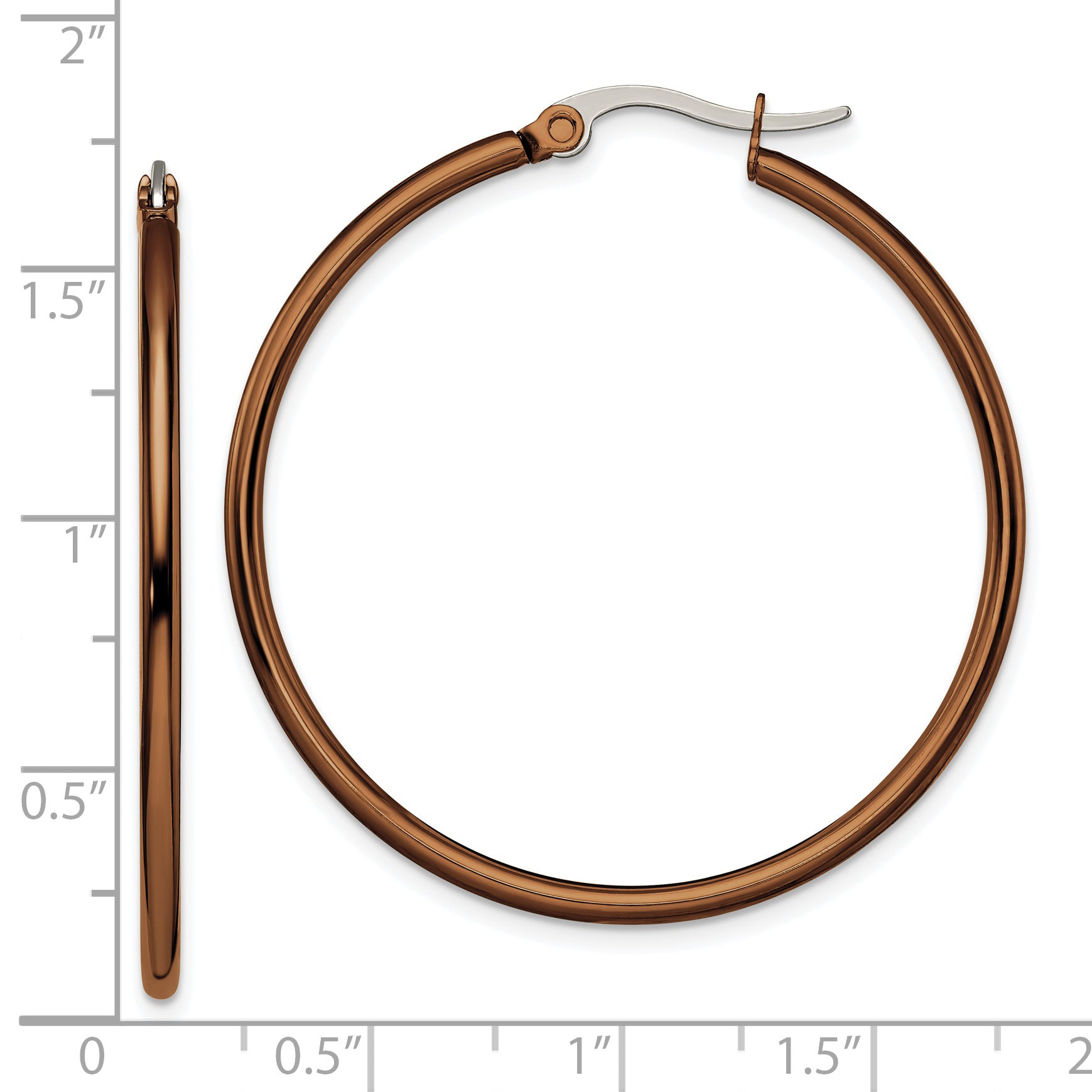 Sophia Jewelers Polished Brown Stainless Steel Hoop Earrings with Gift Pouch