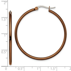 Sophia Jewelers Polished Brown Stainless Steel Hoop Earrings with Gift Pouch