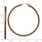 Sophia Jewelers Women's Polished Brown Stainless Steel Hoop Earrings Gift Ready