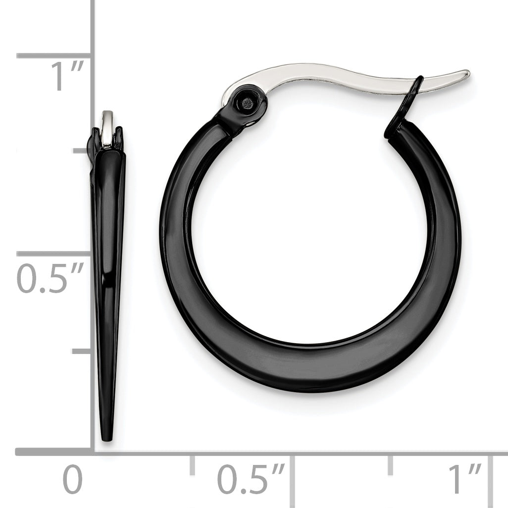 Sophia Jewelers Polished Stainless Steel Black Hoops Gift Ready
