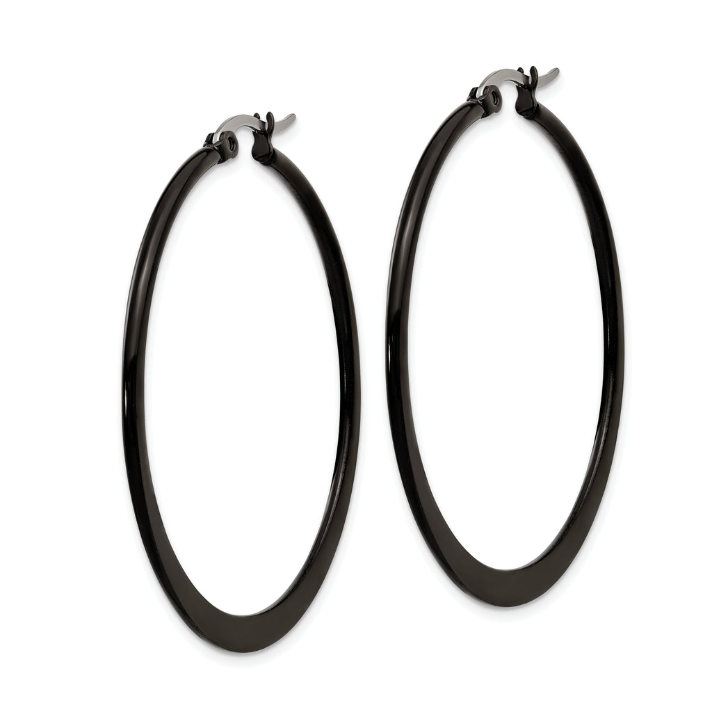 Black IP-Plated Hoop Earrings in Stainless Steel, 43mm