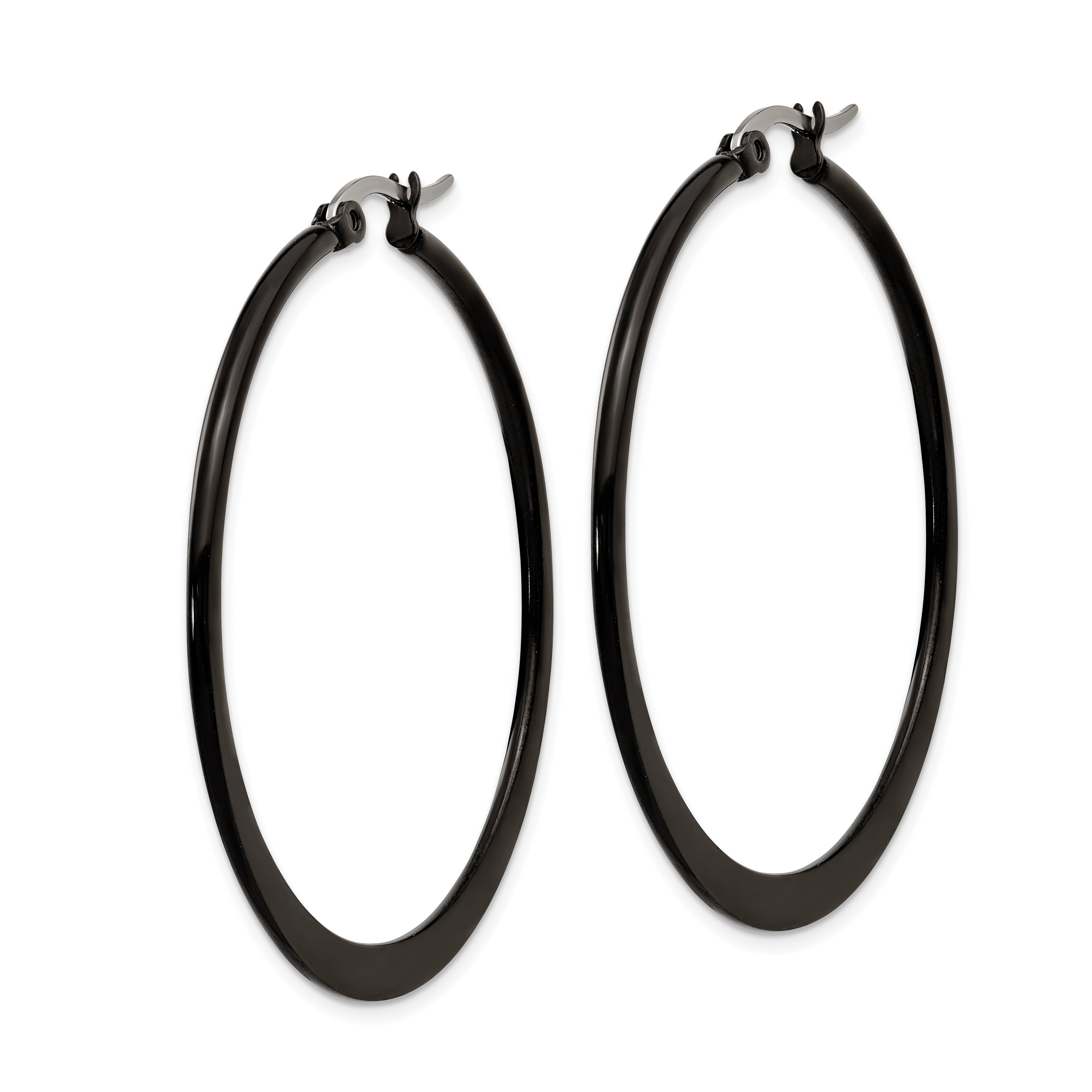 Black IP-Plated Hoop Earrings in Stainless Steel, 43mm