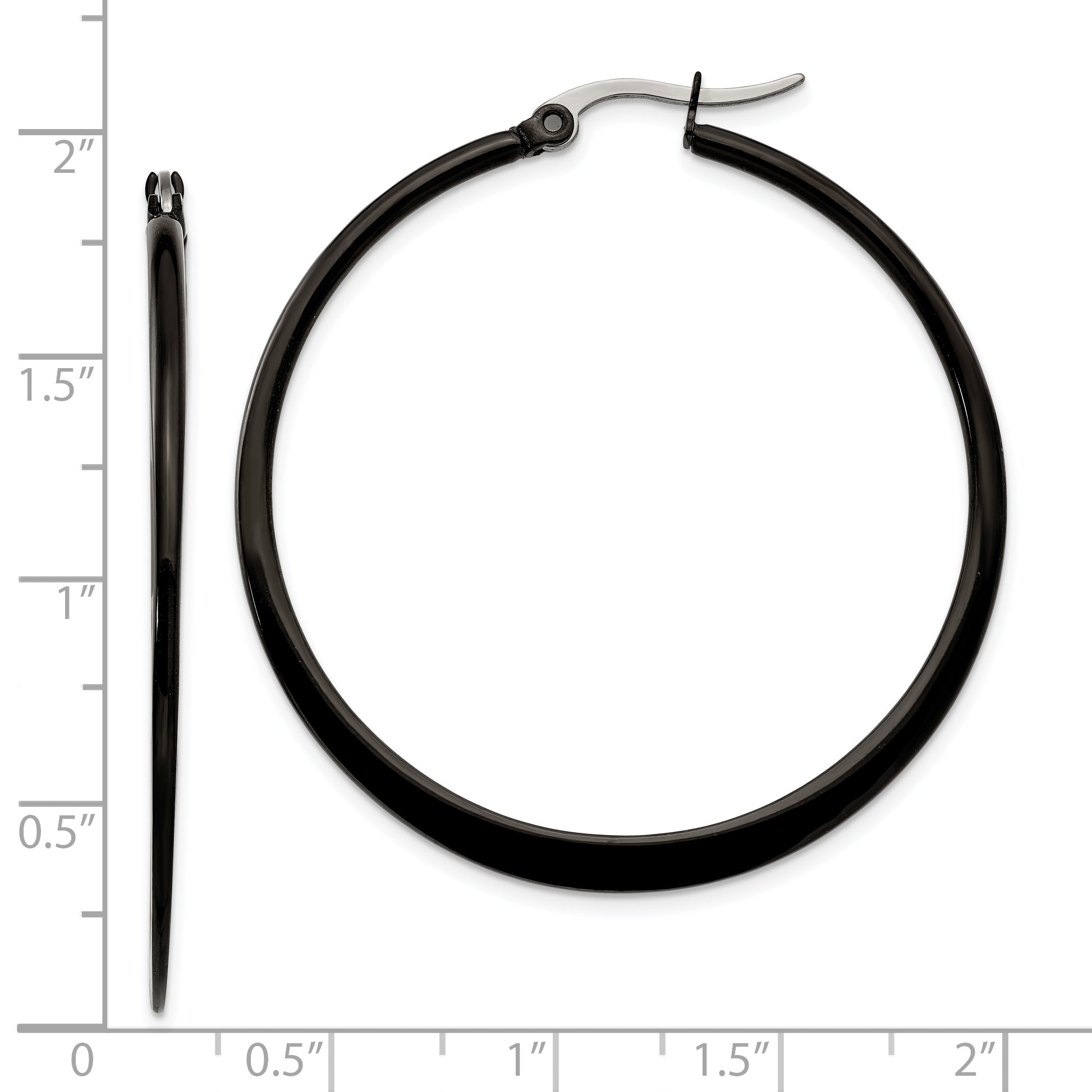 Black IP-Plated Hoop Earrings in Stainless Steel, 43mm
