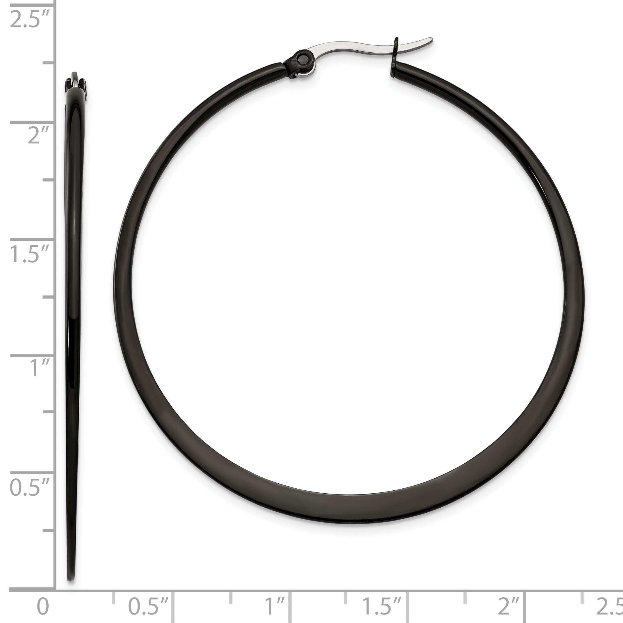 Sophia Jewelers Polished Black Stainless Steel Hoop Earrings Gift Ready