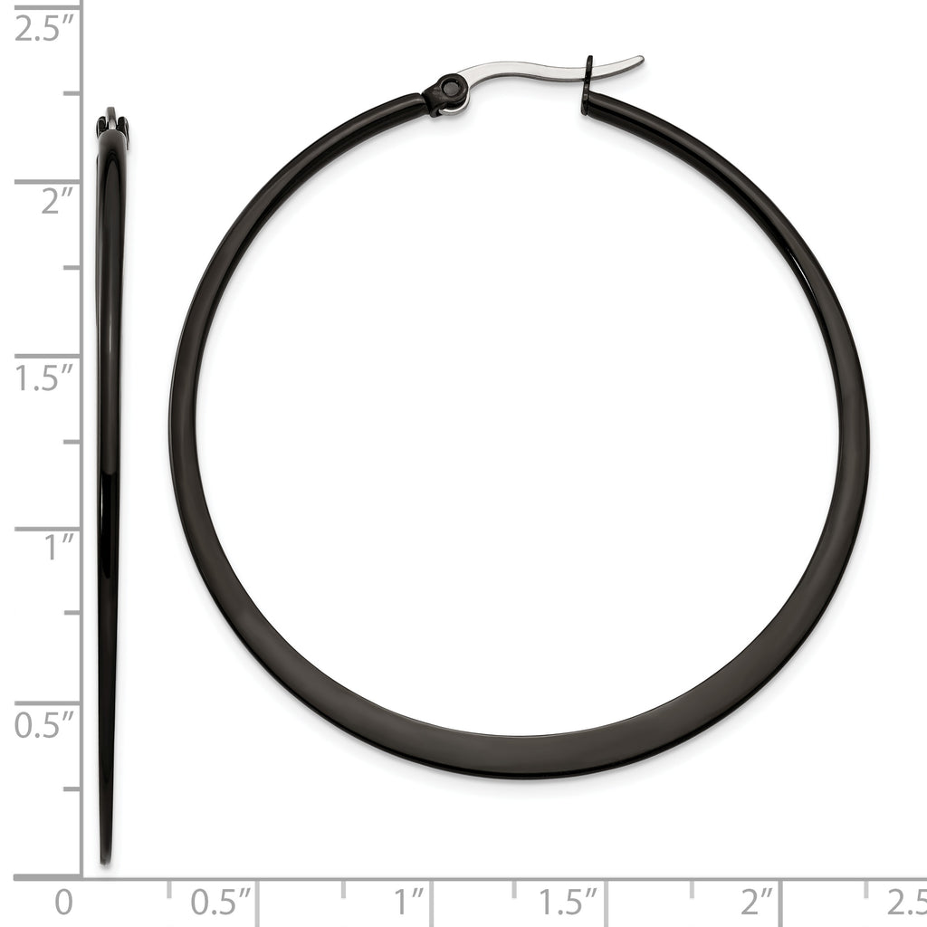 Sophia Jewelers Polished Black Stainless Steel Hoop Earrings Gift Ready