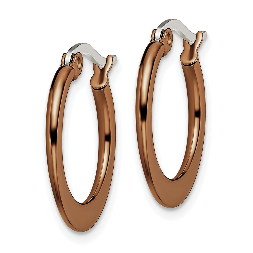Brown IP-Plated Tapered Hoop Earrings in Stainless Steel