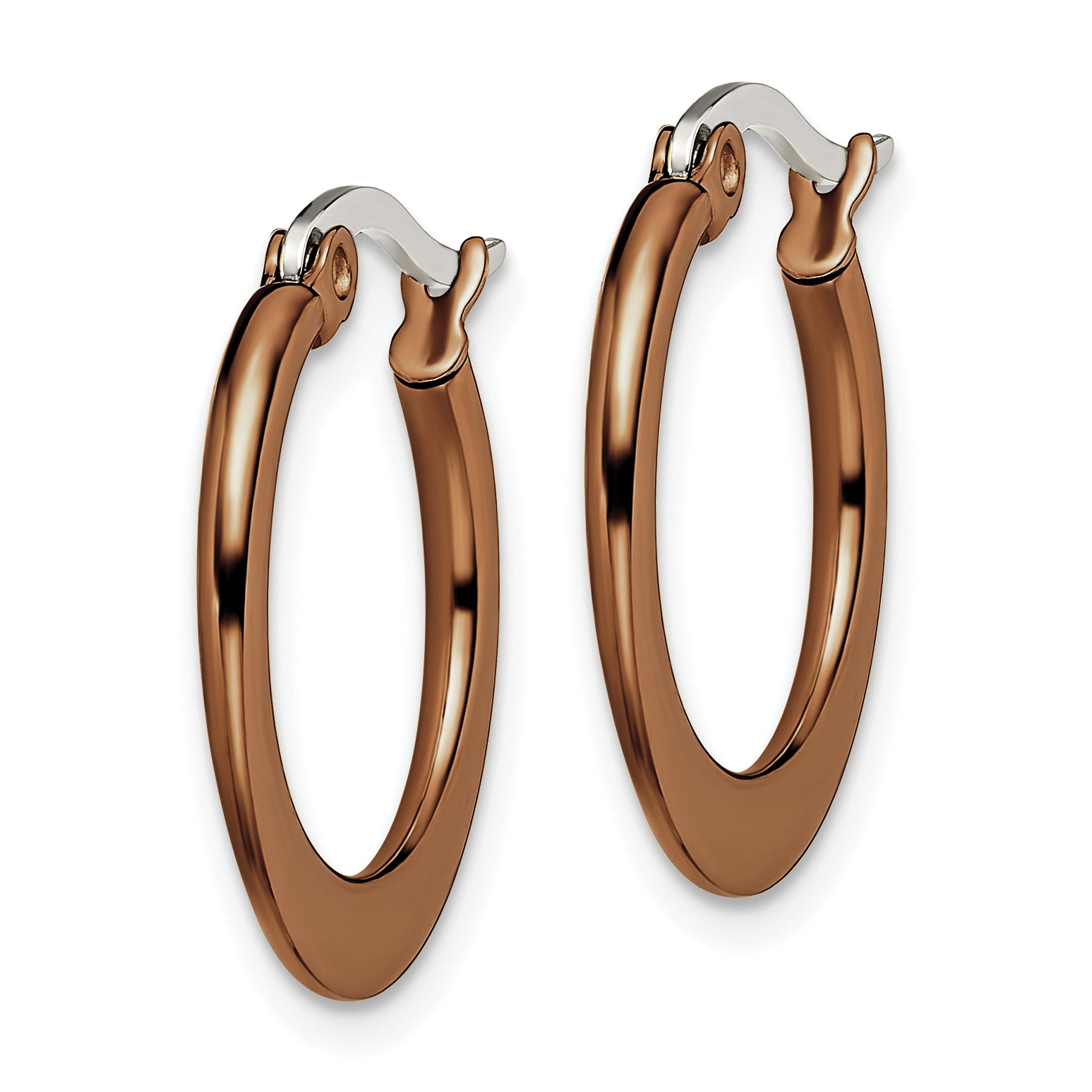 Brown IP-Plated Tapered Hoop Earrings in Stainless Steel