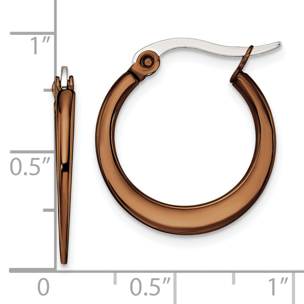 Brown IP-Plated Tapered Hoop Earrings in Stainless Steel