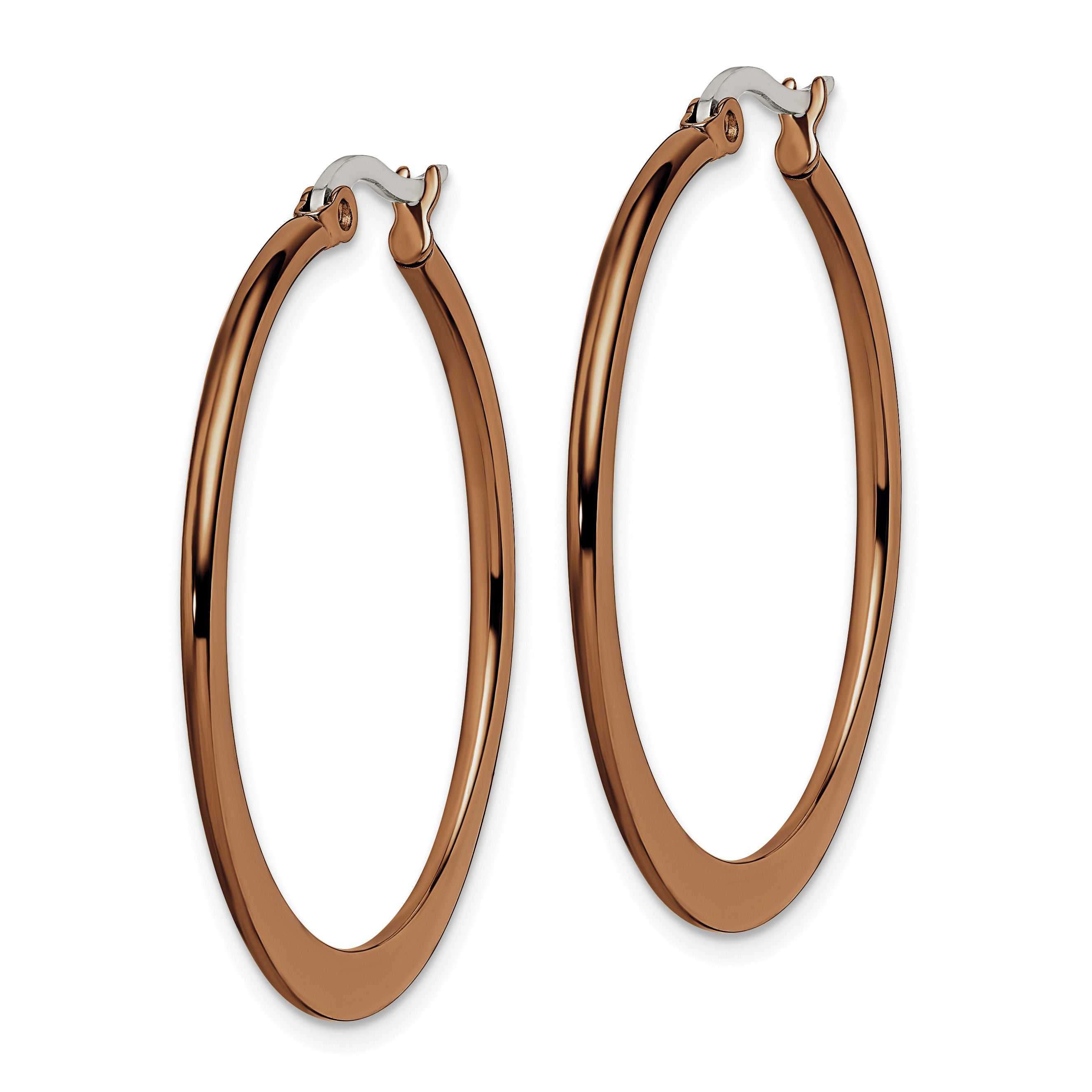 Sophia Jewelers Brown Stainless Steel Tapered Hoop Earrings Gift Ready