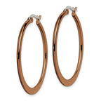 Sophia Jewelers Brown Stainless Steel Tapered Hoop Earrings Gift Ready