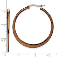 Sophia Jewelers Brown Stainless Steel Tapered Hoop Earrings Gift Ready