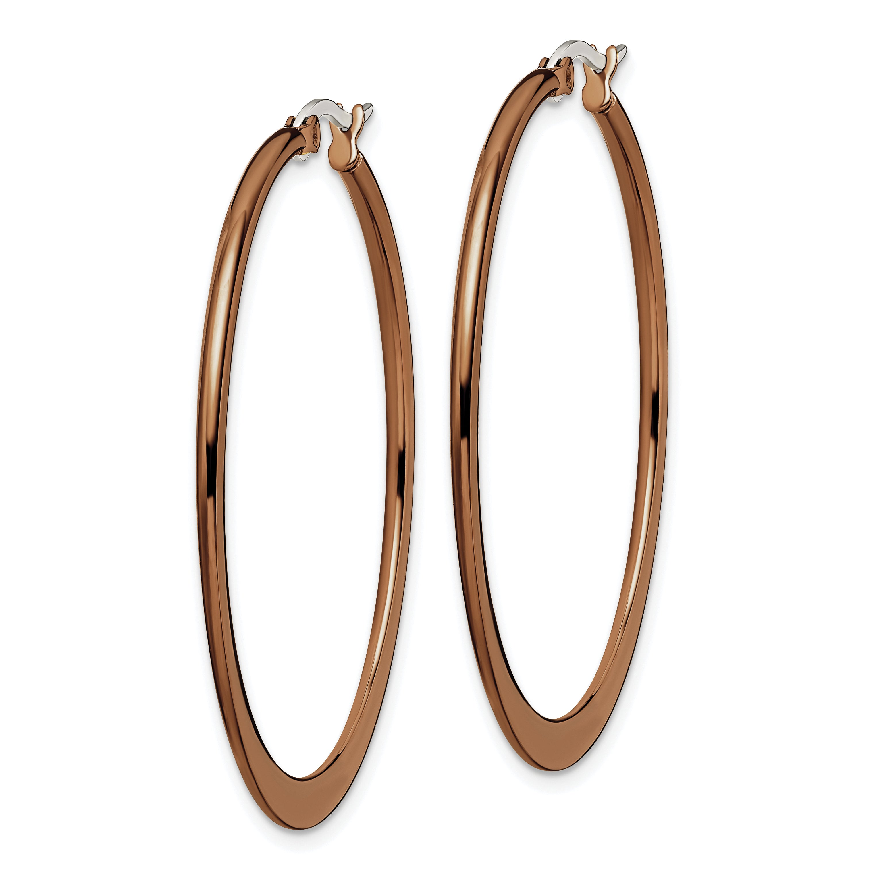 Brown IP-Plated Tapered Hoop Earrings in Stainless Steel