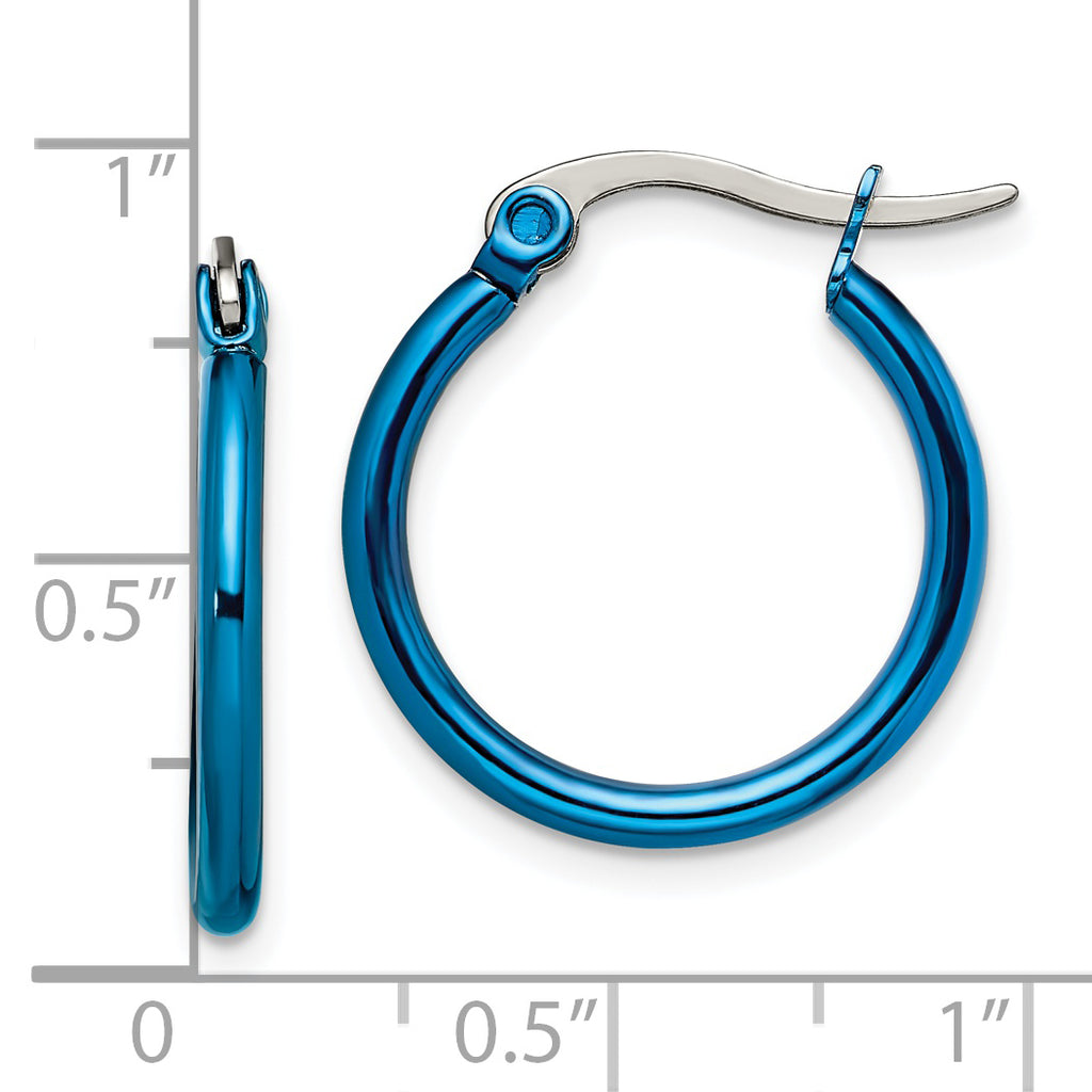 Sophia Jewelers Blue IP-Plated Stainless Steel Hoop Earrings Elegant Modern Design