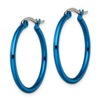 Blue IP-Plated Hoop Earrings in Stainless Steel, 26mm