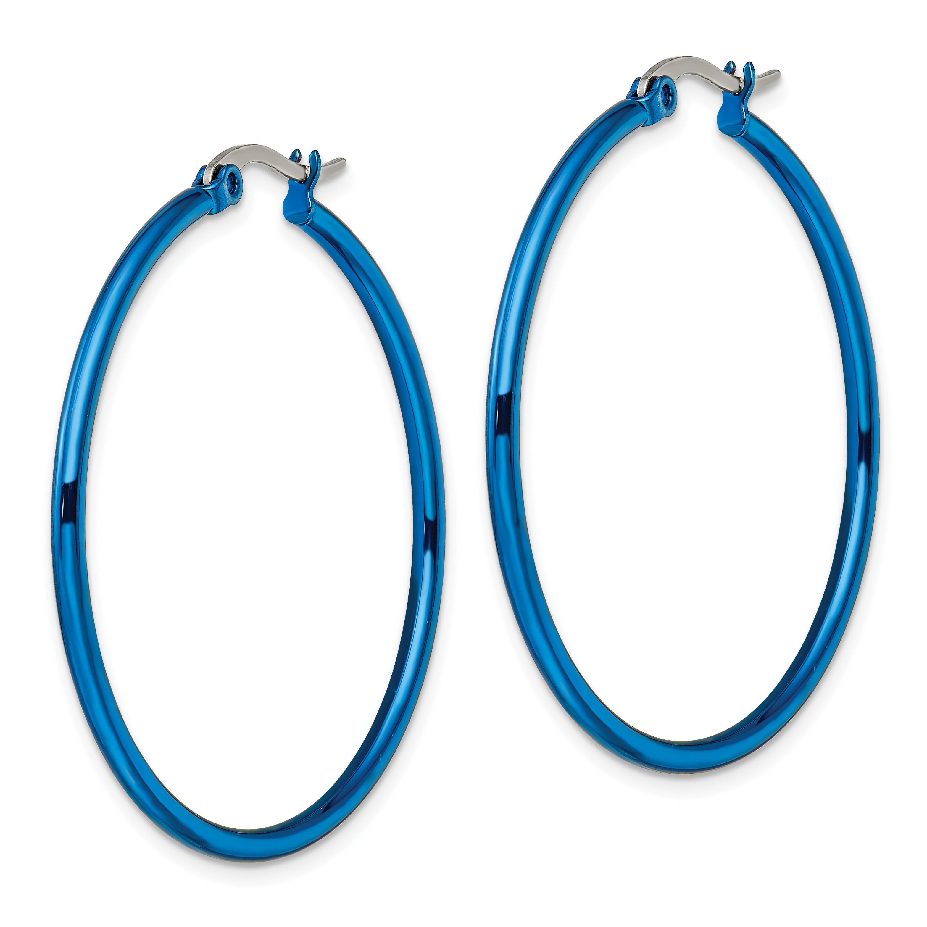 Blue IP-Plated Hoop Earrings in Stainless Steel, 42mm