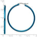 Blue IP-Plated Hoop Earrings in Stainless Steel, 42mm